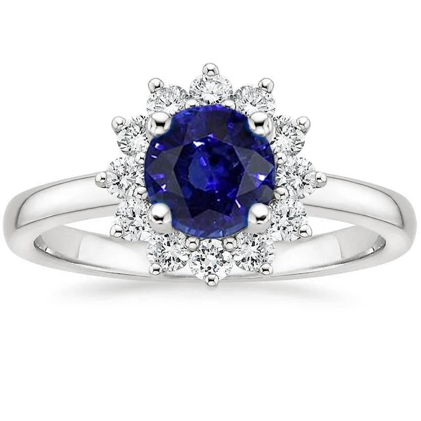 Bague Ceylan Saphir Et Diamants 2.20 Carats Or Blanc 14K - HarryChadEnt.FR