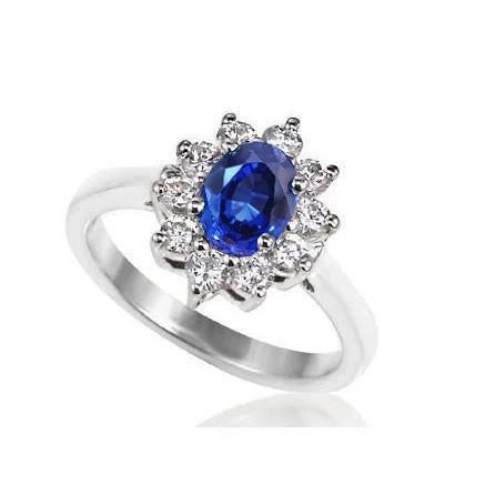 Bague Ceylan Saphir Et Diamants 3.50 Ct Or Blanc 14K - HarryChadEnt.FR