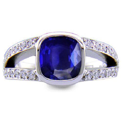Bague Ceylan Saphir Et Diamants Or Blanc 14K 4.5 Carats - HarryChadEnt.FR