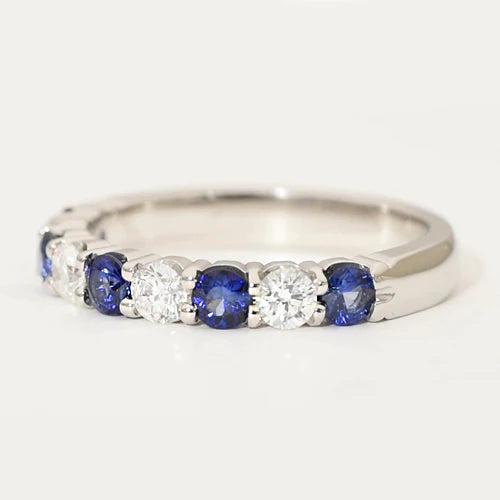 Bague Comfort Fit Saphirs et Diamants Or Blanc 2.75 Carats