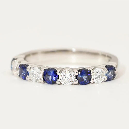 Bague Comfort Fit Saphirs et Diamants Or Blanc 2.75 Carats