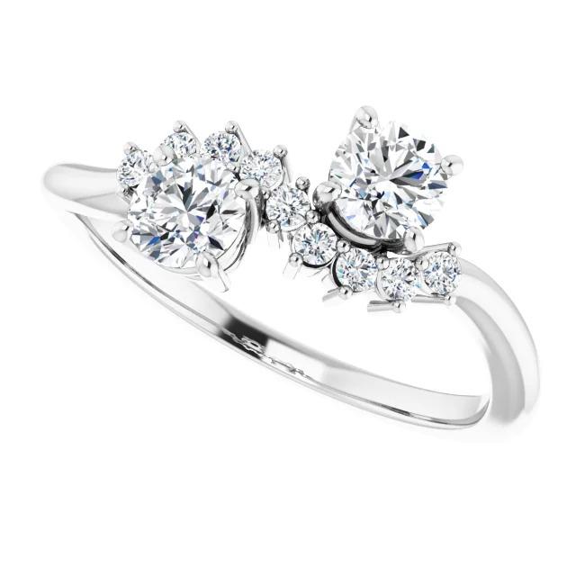 Bague de Fiançailles Diamant Rond 1.50 Carats Or Blanc 14K Bijoux - HarryChadEnt.FR