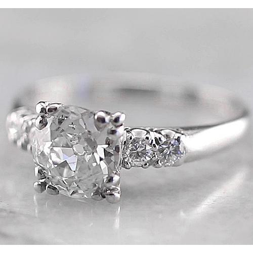 Bague de fiançailles diamant coussin Vieux mineur 2 carats or blanc 14K - HarryChadEnt.FR