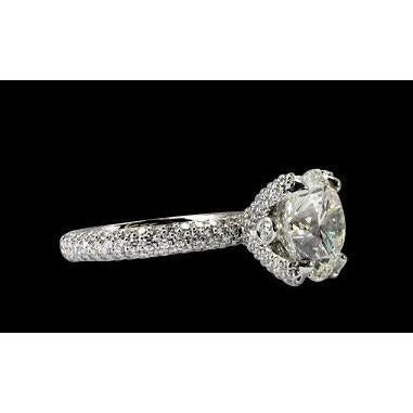Bague de fiançailles pavé de diamants 3.75 carats pour femmes Bijoux en or blanc 14K - HarryChadEnt.FR