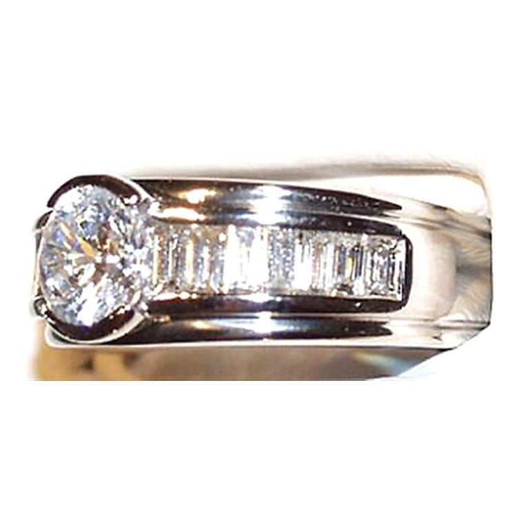 Bague pour homme en or blanc 14 carats de 1.85 carats sertie de demi-lunette - HarryChadEnt.FR