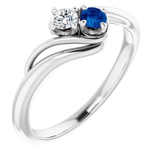 Bague Deux Pierres 0.50 Carats Saphir Ceylan Et Bijoux Diamant - HarryChadEnt.FR