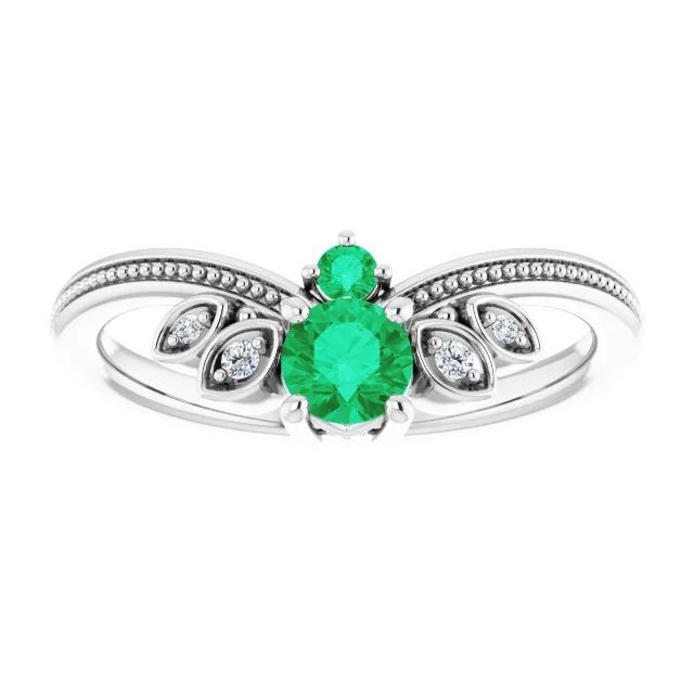 Bague Diamant 1 Carat Columbian Vert Émeraude Style Antique Bijoux - HarryChadEnt.FR