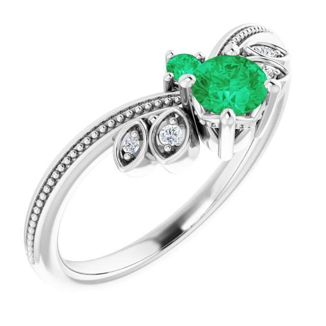 Bague Diamant 1 Carat Columbian Vert Émeraude Style Antique Bijoux - HarryChadEnt.FR