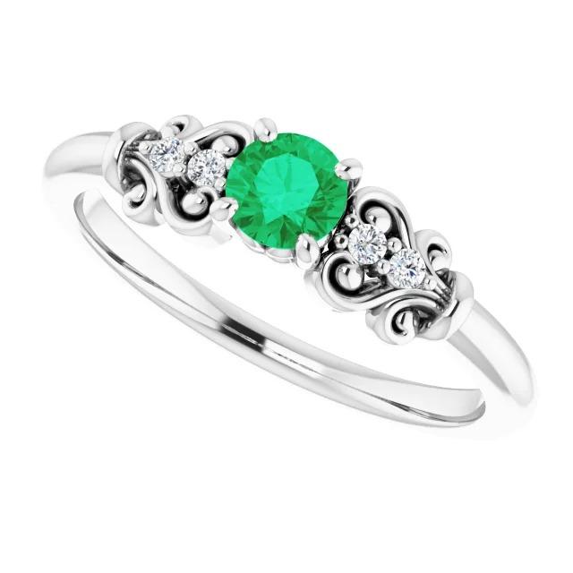Bague Diamant 1.10 Carats Vert Emeraude Bijoux Style Vintage - HarryChadEnt.FR