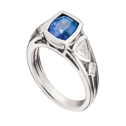 Bague Diamant 2.50 Carats Lunette Ronde Saphir & Trillion. Taille Princesse - HarryChadEnt.FR