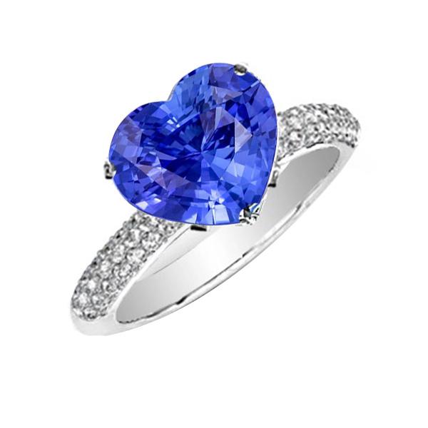 Bague Diamant Anniversaire Coeur Ceylan Saphir Pierre Gemme 4.50 Carats - HarryChadEnt.FR