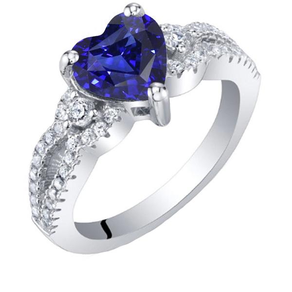 Bague Diamant Coeur Sri Lanka Saphir 3.50 Carats Tige Torsadée - HarryChadEnt.FR