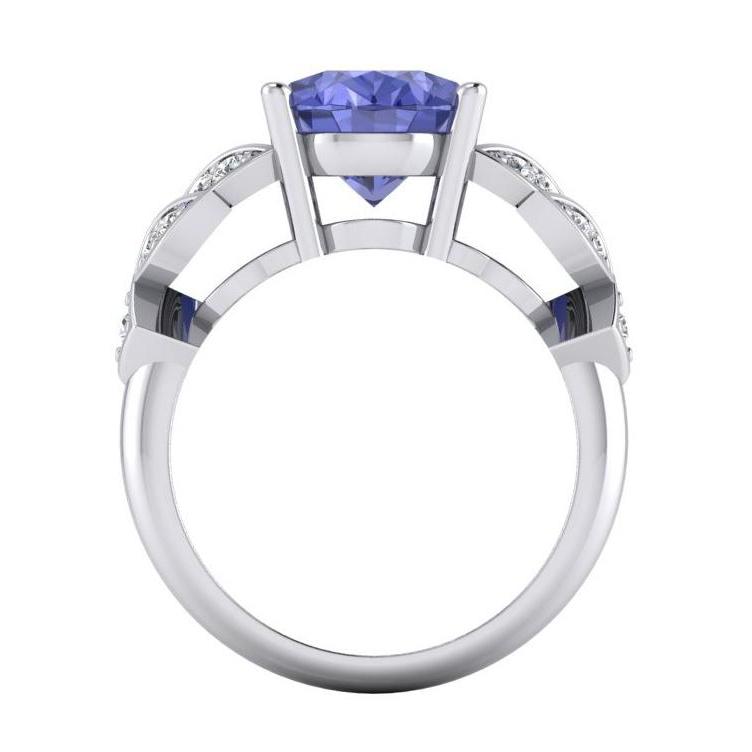 Bague Diamant Femme Or Blanc Ovale Tanzanite Pierre Gemme 6.65 Carats - HarryChadEnt.FR