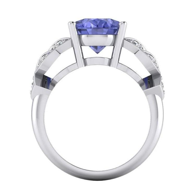 Bague Diamant Femme Or Blanc Ovale Tanzanite Pierre Gemme 6.65 Carats - HarryChadEnt.FR