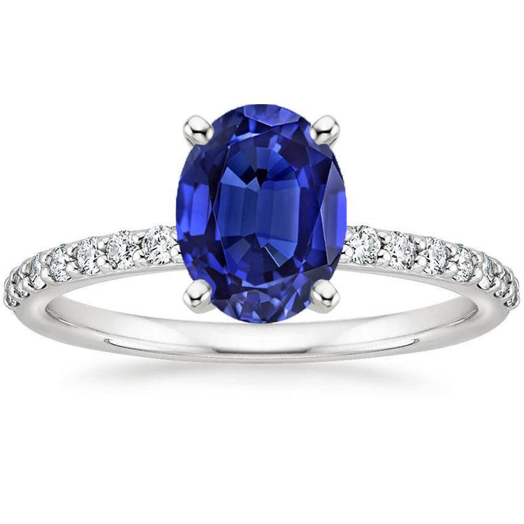 Bague Diamant Femme Ovale Ceylan Saphir Accents Or 14K 5.50 Carats - HarryChadEnt.FR