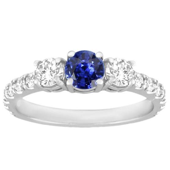 Bague Diamant Gemme 2.50 Carats Ronde Srilankan Saphir Or Blanc - HarryChadEnt.FR