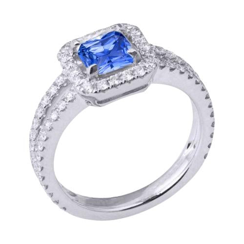 Bague Diamant Halo Radiant Saphir Double Tige Bijoux Or 3 Carats - HarryChadEnt.FR