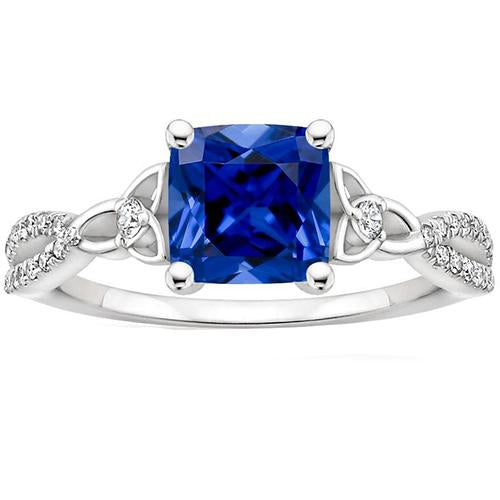 Bague Diamant Or Saphir Sri Lankais Avec Accents 2.75 Carats Neuf - HarryChadEnt.FR