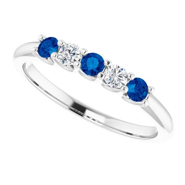 Bague Diamant Rond Pierre Saphir Bleu 2 Carats Or Blanc 14K - HarryChadEnt.FR
