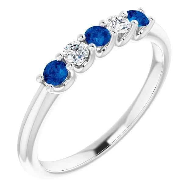 Bague Diamant Rond Pierre Saphir Bleu 2 Carats Or Blanc 14K - HarryChadEnt.FR