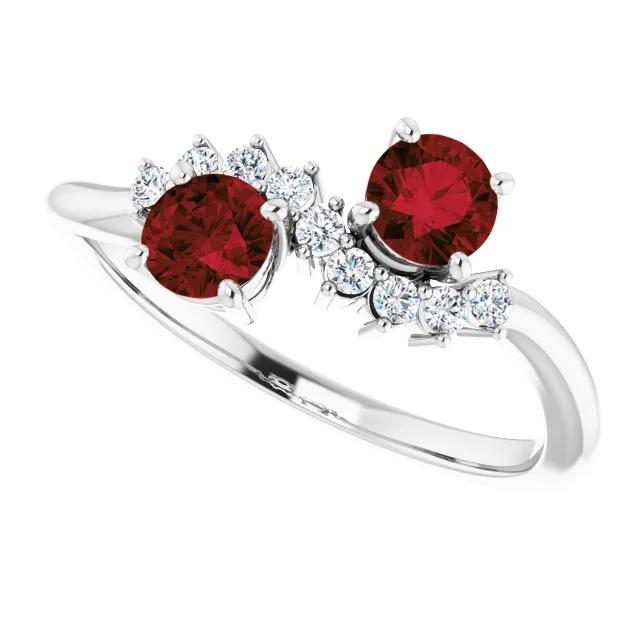 Bague Diamant Rond Rubis Pierre 2.40 Carats Or Blanc 14K Bijoux - HarryChadEnt.FR