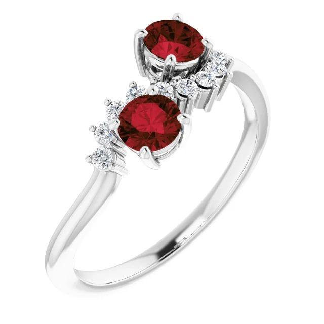 Bague Diamant Rond Rubis Pierre 2.40 Carats Or Blanc 14K Bijoux - HarryChadEnt.FR