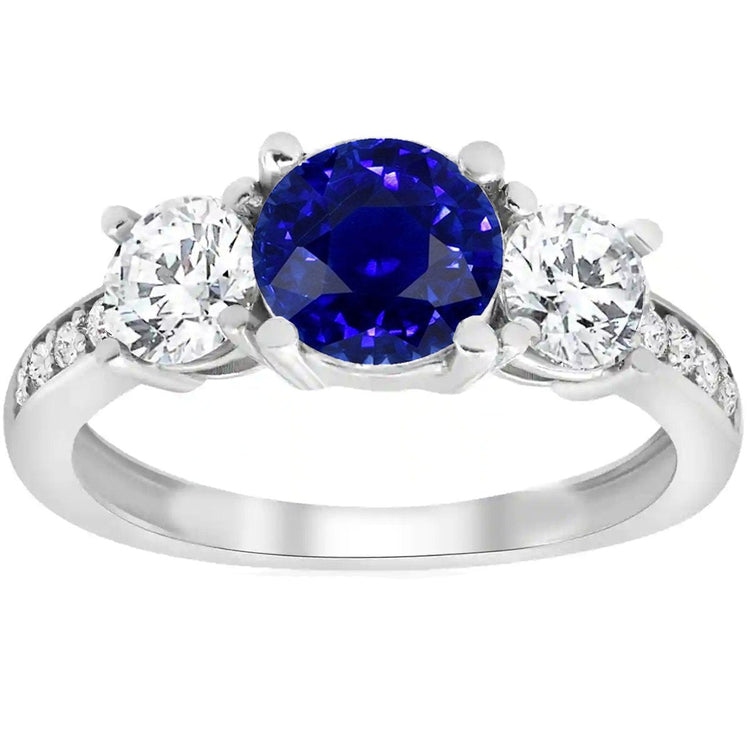 Bague Diamant Rond Saphir Ceylan 3.50 Carats Bijoux Femme - HarryChadEnt.FR