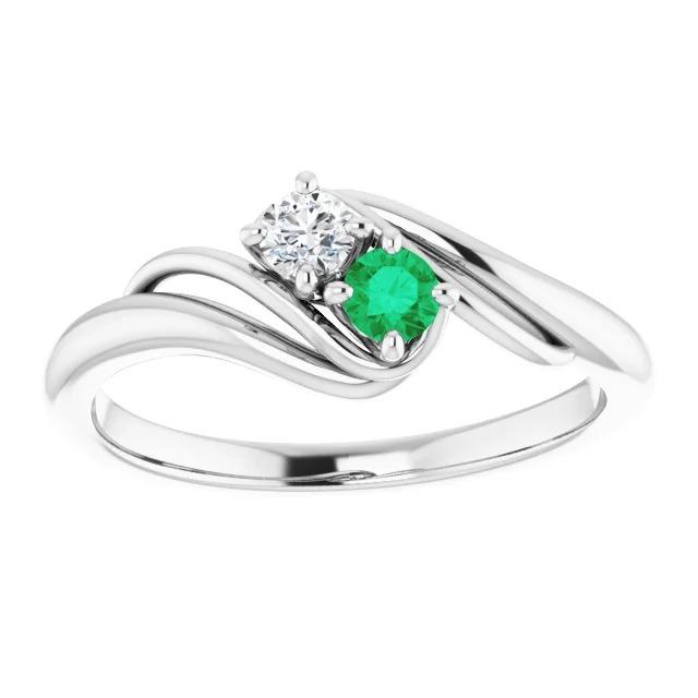 Bague Diamant Rond Sertissage Émeraude Verte 1.50 Carat - HarryChadEnt.FR
