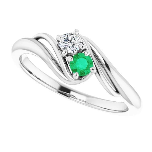 Bague Diamant Rond Sertissage Émeraude Verte 1.50 Carat - HarryChadEnt.FR