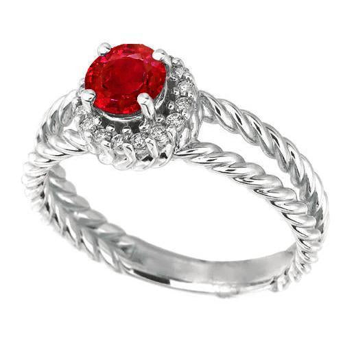 Bague Diamant Rubis et Diamants 2 Carats Or Blanc 14K Bijoux - HarryChadEnt.FR