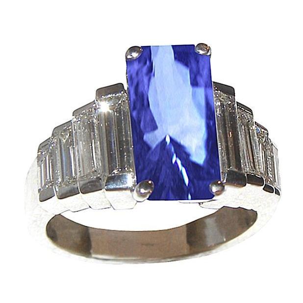 Bague Diamant Saphir Sri Lankais 8 Carats Or Blanc 14K - HarryChadEnt.FR