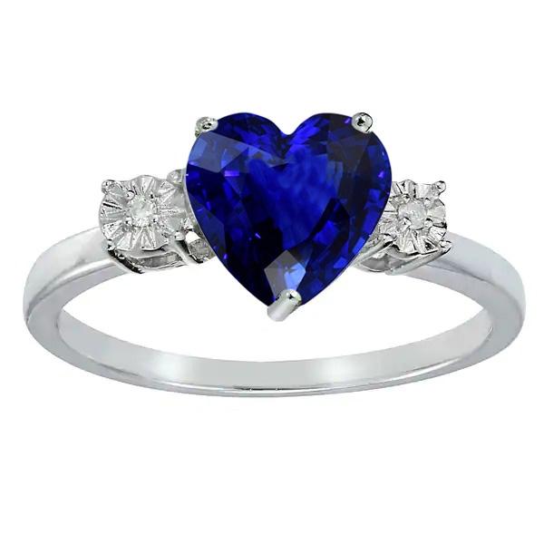 Bague Diamant Trois Pierres Mariage Coeur Saphir Ceylan 2.50 Carats - HarryChadEnt.FR