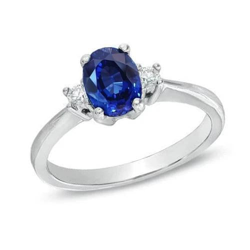 Bague Diamants Saphir Ceylan 1.70 Carats Or Blanc 14K - HarryChadEnt.FR