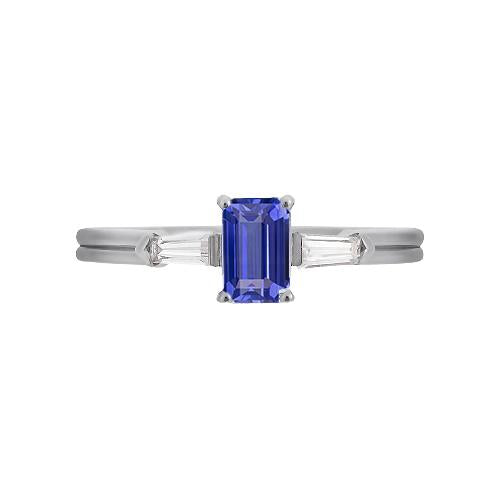 Bague Émeraude 3 Pierres Saphir Bleu Avec Diamants Baguette 2.25 Carats - HarryChadEnt.FR