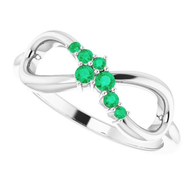 Bague Émeraude Verte Style Infini 1 Carat Or Blanc 14K Bijoux - HarryChadEnt.FR