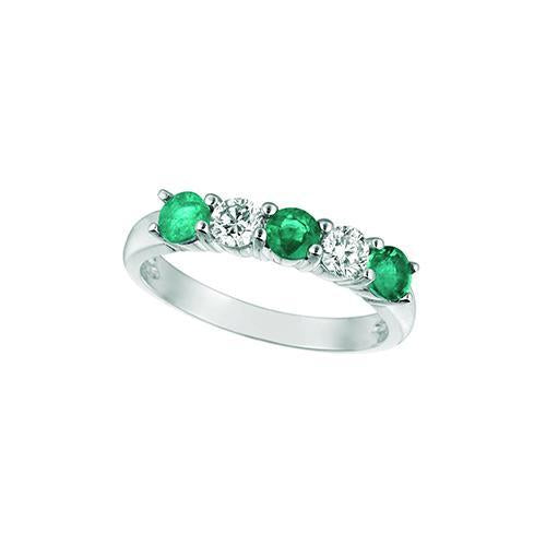 Bague Éternité Verte Émeraude Et Diamant 1 Carat Or Blanc 14K - HarryChadEnt.FR