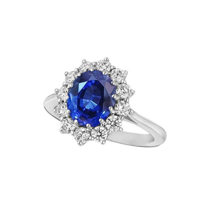 Bague Fantaisie Saphir Et Diamants 3.25 Carats Or Blanc 14K - HarryChadEnt.FR