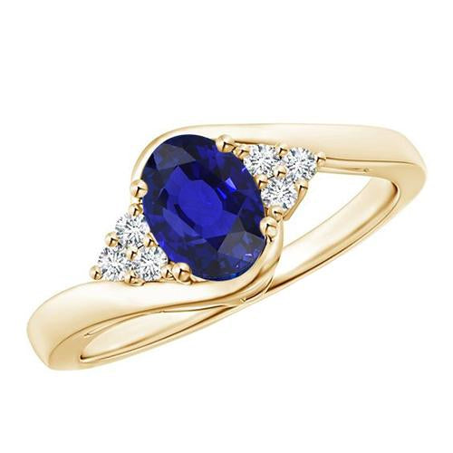 Bague Femme Diamant Accentué Prong Saphir Bleu Ovale Profond 3.75 Carats - HarryChadEnt.FR