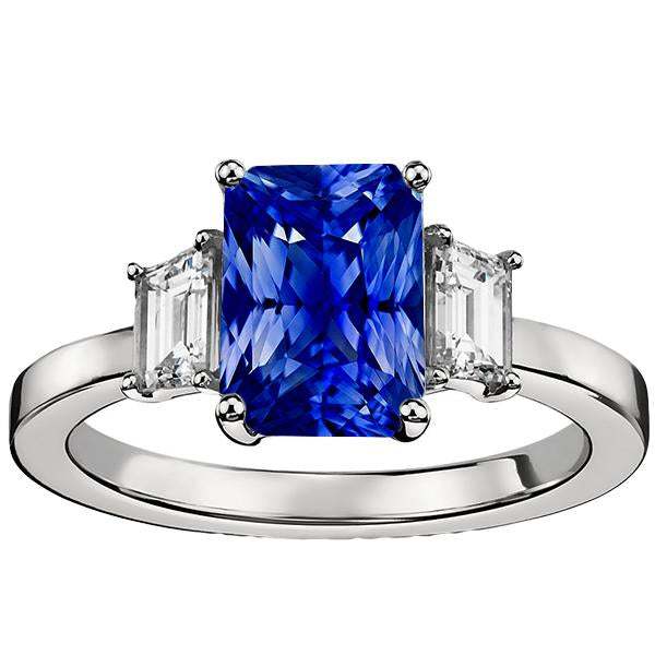Bague Femme Or Pierre Gemme Emeraude Diamant Ceylan Saphir 3.50 Carats - HarryChadEnt.FR