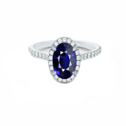 Bague Halo Diamant Avec Accents Saphir Sri Lankais Ovale 7.50 Carats - HarryChadEnt.FR