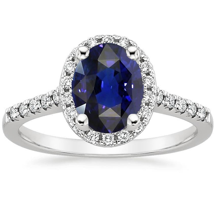Bague Halo Diamant Taille Ovale Saphir Sri Lankais 4 Carats - HarryChadEnt.FR