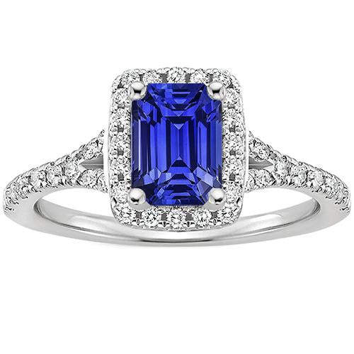 Bague Halo Emeraude Sri Lanka Saphir & Diamant 4.50 Carats - HarryChadEnt.FR