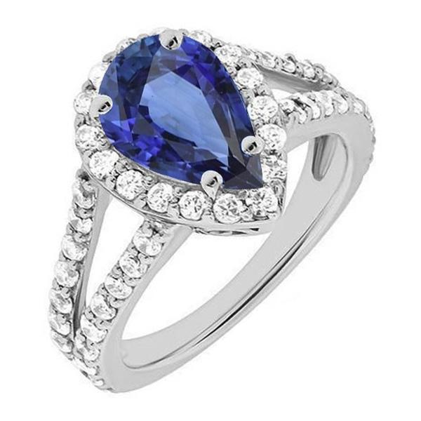 Bague Halo Femme Split Shank Saphir Ceylan & Diamants 4.75 Carats - HarryChadEnt.FR