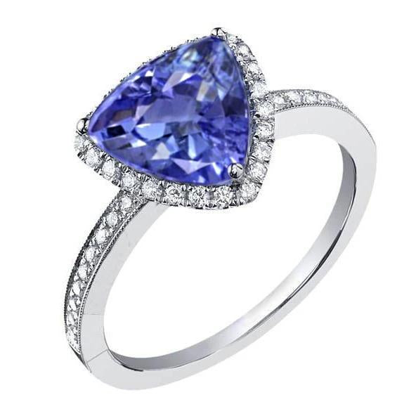Bague Halo Trillion Tanzanite AAA Et Diamants Ronds 4 Carats - HarryChadEnt.FR
