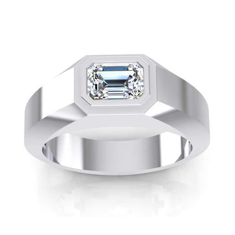 Bague solitaire diamant émeraude sertie lunette