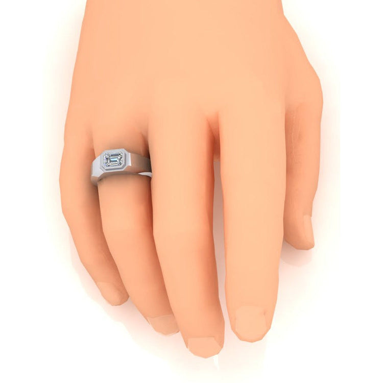 Bague homme solitaire diamant émeraude