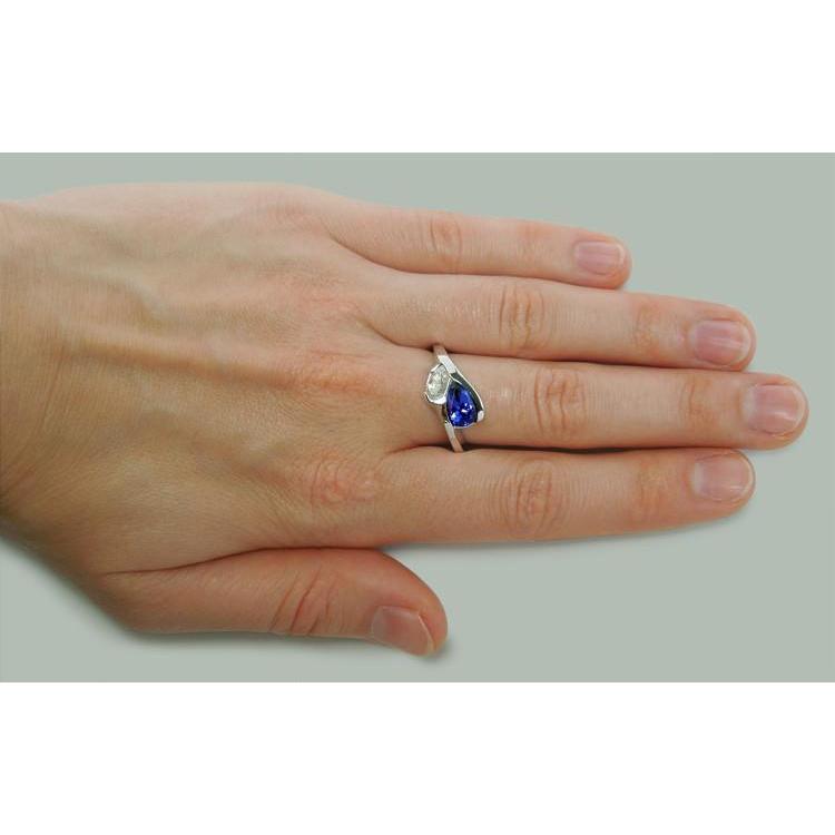 Bague Infinity Tanzanite et diamant en forme de poire 2.25 ct. Or 14K - HarryChadEnt.FR