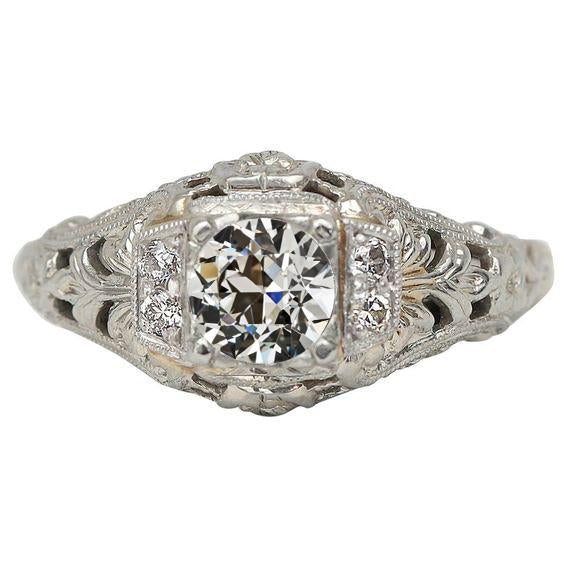 Bague Millgrain à Diamants Ronds De Style Antique De Style Antique. 2.25 Carats - HarryChadEnt.FR