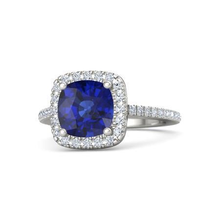 Bague Or Blanc 14K 2.45 Carats Saphir Ceylan Diamants - HarryChadEnt.FR