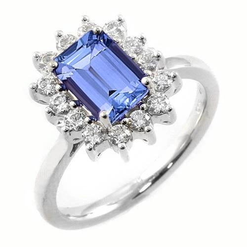 Bague Or Blanc 14K 7 Ct Tanzanite Et Diamants Neuf - HarryChadEnt.FR